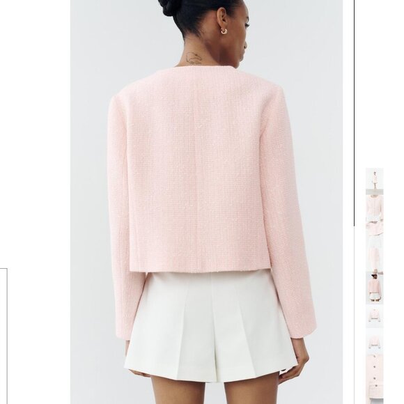 ZARA TEXTURED ROUND COLLAR BLAZER Size S NEW WITH TAG! - Picture 8 of 14